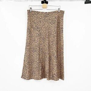 J. Crew Pull-On Slip Midi Skirt in Leopard Dot Print NWT